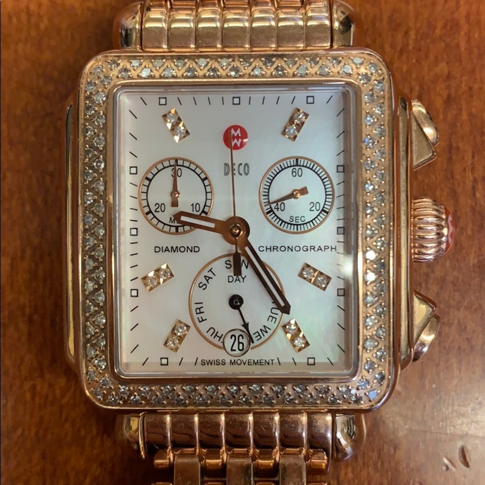 SOLD: Michele Watch: 18k Rose Gold with Diamonds - Picture 2 of 8